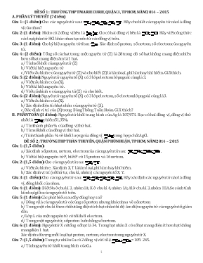 3 Đề kiểm tra học kỳ I môn Hóa học Lớp 10 - Năm học 2014-2015